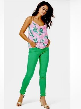 Lilly Pulitzer South Ocean High Rise Skinny Jeans Agave Green Size 6